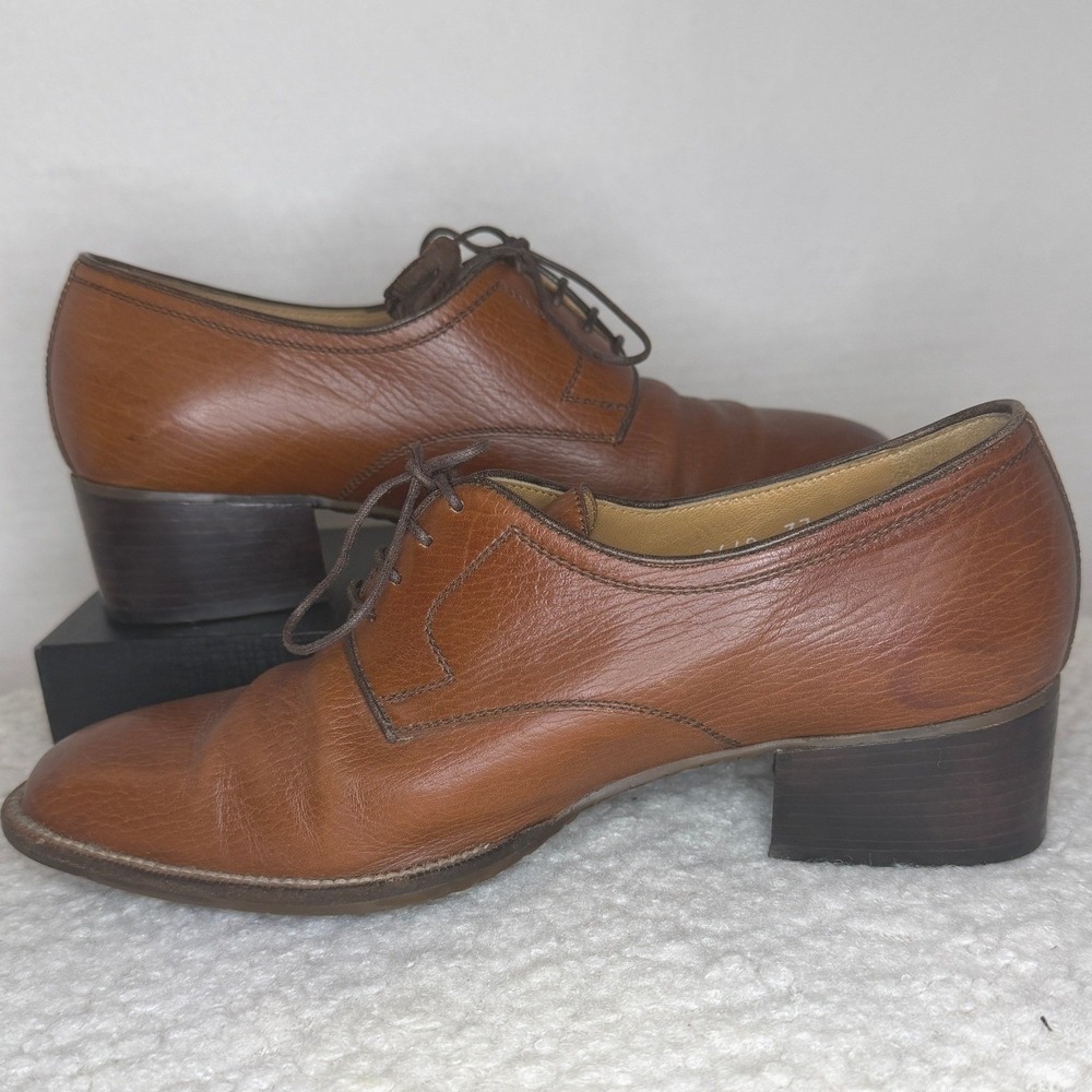 Vintage Italian Leather Womans Oxford Shoes Derby Tassel Academia Equestrian 6.5 - Picture 5 of 16